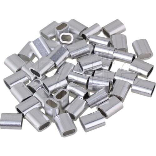 M4 Sliver Color Aluminum Clip Oval Wire Rope Ferrule Clamps Pack of 50