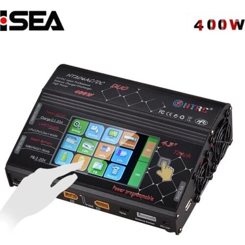 HTRC Balance Lipo Charger AC/DC HT206 DUO 400W 40A Dual Port LCD Touch Screen Lilon/LiPo/LiFe/LiHV Battery Discharger RC Charger