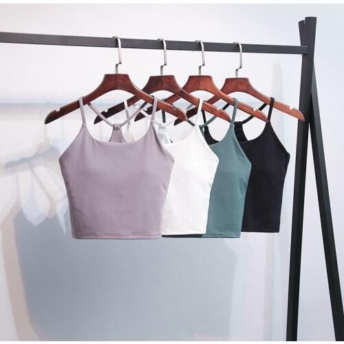 PADDED Y-TYPE Naked-feel Plain Yoga Fitness Crop Top Bras Women Buttery Soft Stretchy Gym Athletic Crop Top Workout Brassiere