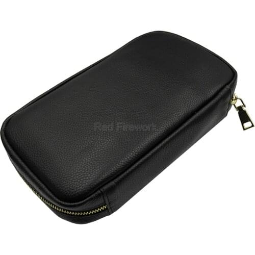 Cohiba Cedar Wood 4 Tube Travel Cigar Case Humidor Holder Black Portable Leather