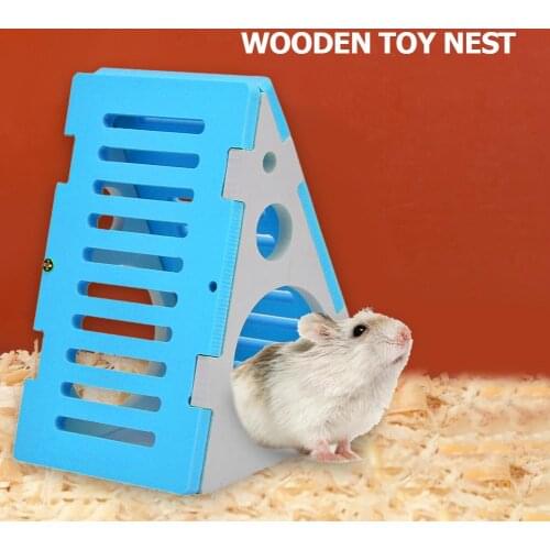 Wooden Colorful Hamster Nest House Small Animals Playing Cage Sleeping Bed