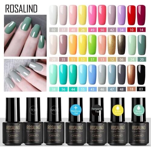 ROSALIND Gel Polish Nail Art Semi Permanent UV Nails All For Manicure Base Top Coat Gel Nail Polish Primer Gel Varnish