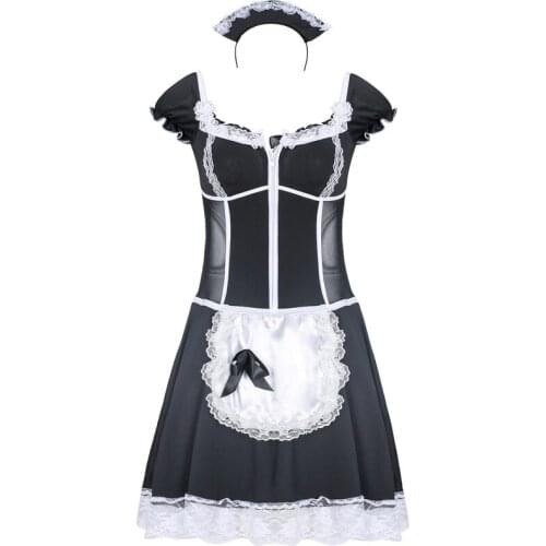 Hot Sale Maid Cosplay Costumes Lace Sexy Kawaii Lingerie Set White Cute Underwear Servant Dress Erotic Outfit Porno Nightgown