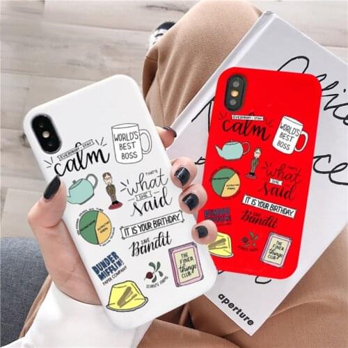 GYKZ Cartoon The Office Phone Case For iPhone 11 Pro XS MAX X XR 7 8 6 6s Plus White Red Soft Silicone Back Cover Letter Fundas