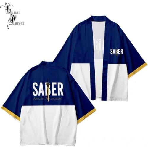 Fate/Saber Cardigan Japanese Kimono Haori Yukata Cosplay Women/Men kimono Summer Shirt Short Sleeve Streetwear Loose