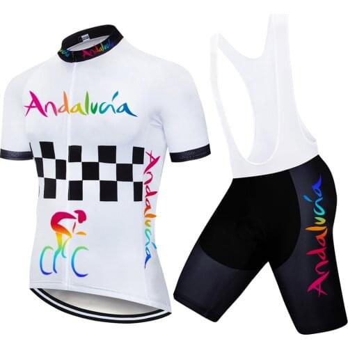 Team 2021 Andalucia Cycling Jersey Bike Shorts Set MTB Mens Summer Ropa Ciclismo Cycling Wear Bicycling Maillot Culotte