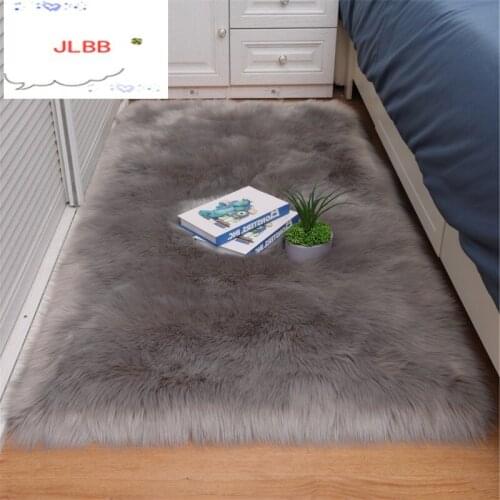 Bedroom carpet Soft fluffy Sheepskin Fur Area Rugs nordic red center living room carpet Bedroom Floor White Faux Fur Bedside Rug