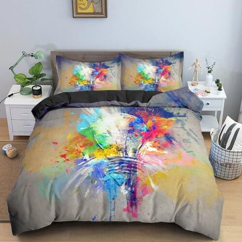 Colorful Light Bulb Pattern Duvet Cover Set Soft Luxury Bedding Set Quilt Covers Bedroom Decor King Queen Size Bedclothes 2/3PCS