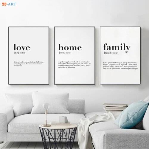 Minimalist Home Poster Print Love Family Nordic Wall Art for Living Room Moedrn Canvas Painting Quote Letter Decoration Picture
