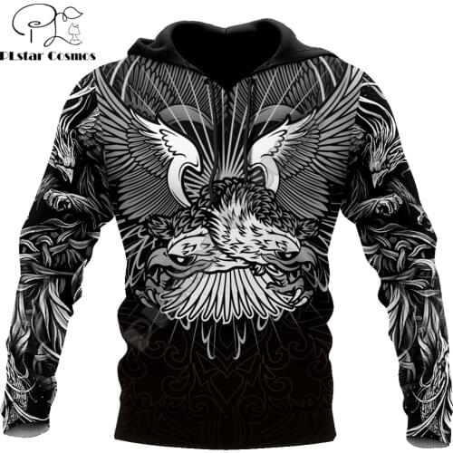 Eagle Warior Tattoo 3D All Over Printed Fashion Mens Autumn Hoodie Sweatshirt Unisex Streetwear Casual Zip Jacket Pullover KJ505