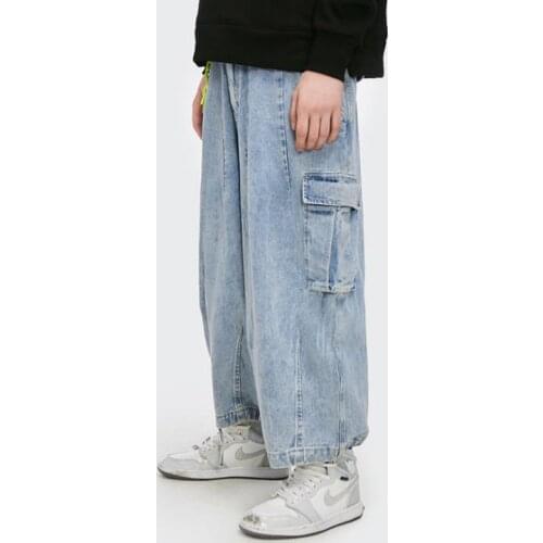 Fashion Ankle-Length Baggy Jeans Mens Cropped Denim wide-legged Pants Men Autumn Winter Cowboy Trousers Casual Mens Clothing