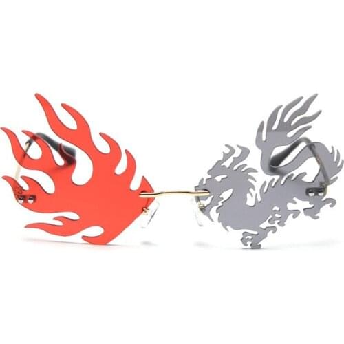 Fashion Rimless Dragon Phoenix Sunglasses For women Party Women Unique Frameless Colorful Flame Sun Glasses Men Shades NX