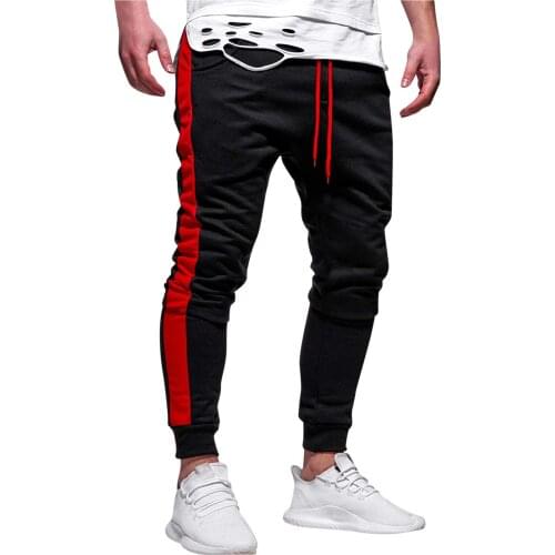 Mens Casual trousers Fitness Patchwork Bodybuilding Pocket Skin Full Length Slim Fit Elasticity Sports Male Gym jogging Pants