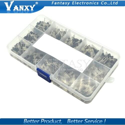 15 value 600pcs Transistor TO-92 Box Kit A1015 A733 C945 C1815 S8050 S8550 S9012 S9013 S9014 S9015 2N3904 2N3906 2N5401 2N5551