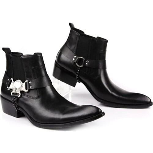 2020 New Luxury Runway Man Handmade Brand Punk Shoes Male Designer Genuine Leather Cowboy Mens Pointed Toe Chelsea Ankle Boots