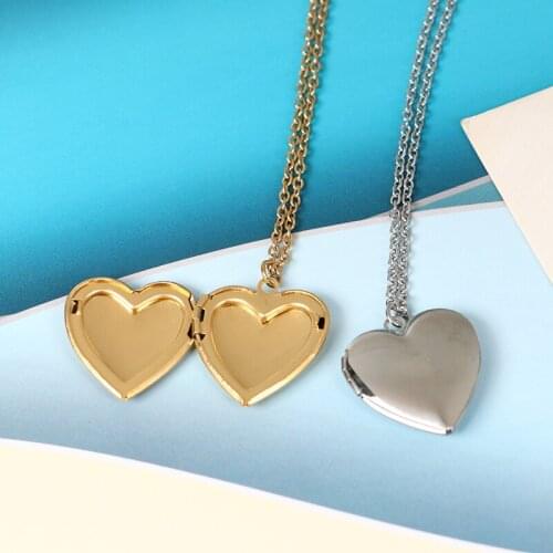 Romantic Heart Photo Frame Necklaces For Women Gifts Can Be Opened Stainless Steel Promise Love Keepsake Jewelry