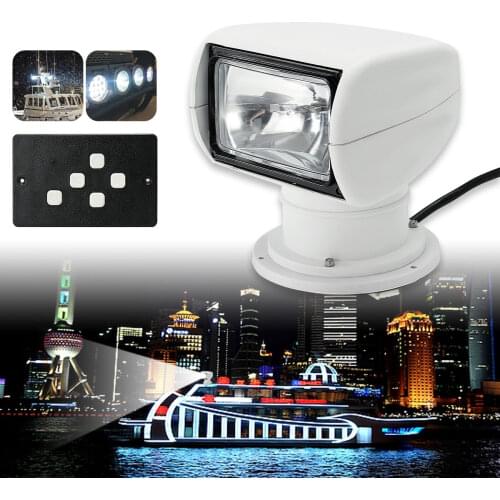 Smuxi Spotlight 12V Marine Boat Spotlight 2500LM Remote Control White Adjustable Waterproof Searchlight Light PC+Aluminum