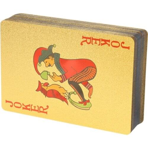 Portable Plastic Magic Card Waterproof Cards 24K Gold Magic Playing Cards Poker Game Deck Gold Foil Poker Set
