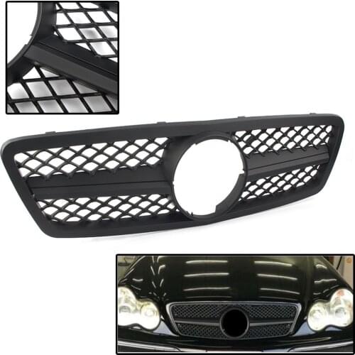 Car Front Bumper Upper Grille Racing Grilles ABS Radiator Mesh Grill Black Replacement For Mercedes Benz C class W203 2000-2006