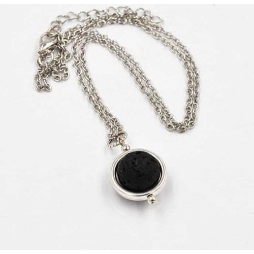 Rock Plated Lava Silver Color Diffuser Pendant Stone Aromatherapy Yoga Necklace Heart