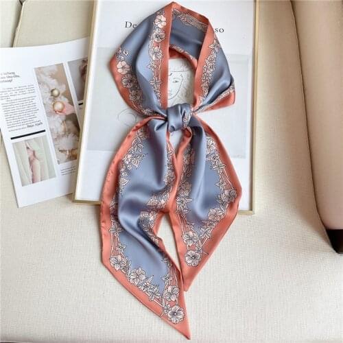 Silk Hairband Neck Tie Bag Scarf for Women New Head Scarves Hair Skinny Ribbon Fashion Striped Female Bandana Accessories 2021