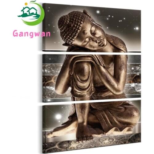 Buddha statue diy diamond painting rhinestone mosaic cross stitch 5d embroidery diamond kits full square round drill 3 pcs set