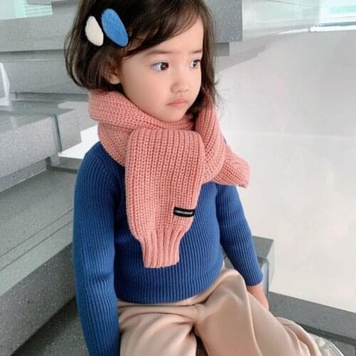 Boys' and Girls' Sweater Autumn Winter 2021 New Cute Candy Color All-match Knitting Top Children Round Neck Top Boy Sweater