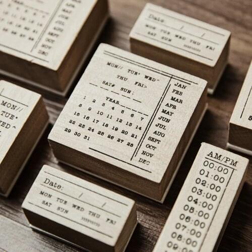 Vintage Month Calendar Memo Schedule Plan stamp DIY wooden rubber stamps for scrapbooking stationery scrapbooking standard stamp