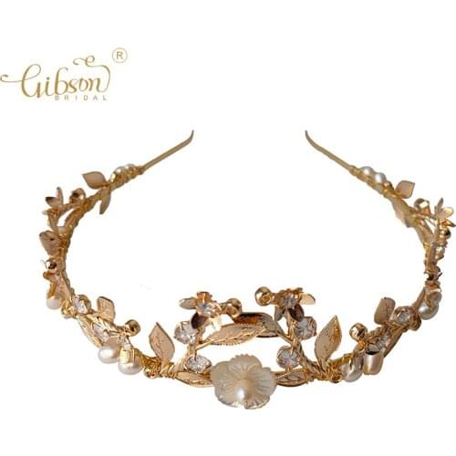 Vintage Tiara Wedding Hair Band Copper Flower Leaf Women Headpiece Bridal Hair Accessories Headband