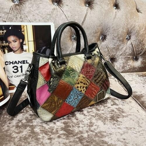 Vintage Rainbow Snakeskin Pattern Handmade Woven Handbag Female Tote Shoulder Bag Messenger Bag Luxury Designer Womens Bag