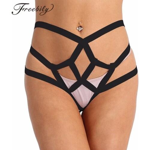 Womens Adult Width Cage Hollow Erotic Panties Bandeau Strappy Criss Cross Sexy G-string Underwear Briefs Open Butt Briefs Thongs