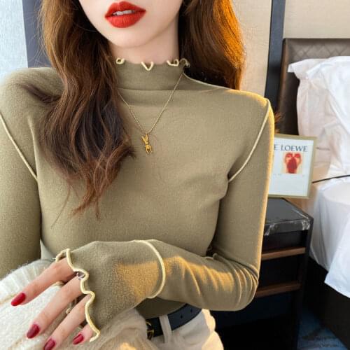 Woman Sweaters Fleece Thickened Turtleneck 2020 Winter Long Sleeve T-shirt Blouse Femme Chandails Pull Hiver