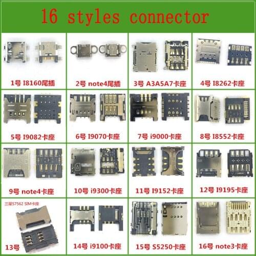 16 different models,80pcs/lot micro sim card connector micro USB connector for sunsung and other china brand models