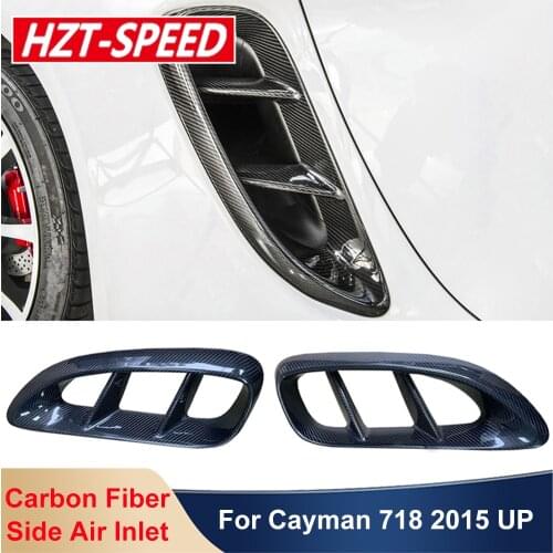 2pcs Side Air Inlet Carbon Fiber Material Vent Air Flow Fender Side Vents For Porsche Cayman 718 2015 Up Modification