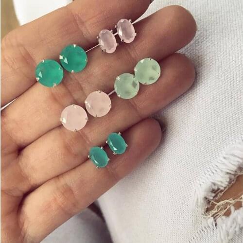 5 Pairs/Set Bijoux Colorful Crystal Stud Earrings Set for Woman Boucle D'oreille Jewelry Wedding 2020 Dazzling Earring Brincos
