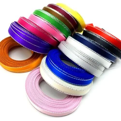 5 yards/lot 6mm High Quality Silver Metallic Edge Satin Ribbon Polyester Ribbon For Flower Gift Packing Wedding Decoration DIY