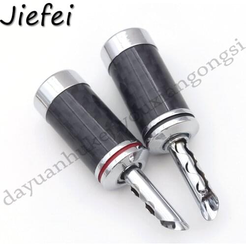 6-100Pcs New High Quality Hifi BFA Rhodium plated banana plug Carbon fiber audio speaker cable banana plug socket jack connector