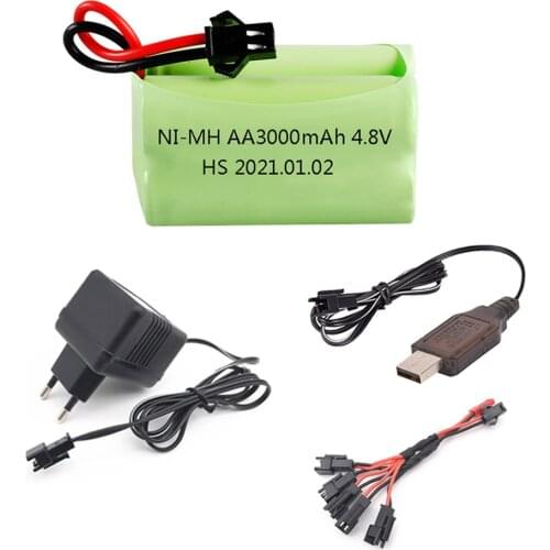 4.8V Rechargeable NI-MH battery and Charger set 4.8 V 3000mah AA NiMH Battery For Rc toys Cars Tanks Robots Boats Guns accessory