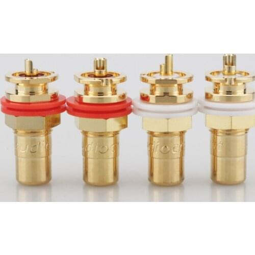 Free shipping 4PCS Audiocrast Socket Rca Socket brass Gold Plated RCA Socket HIFI RCA Socket RCA JACK Adapter