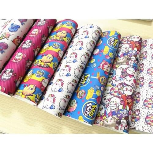 Free shipping 7.6*12inch cartoon print synthetic leather fabric for DIY accessories BHY396