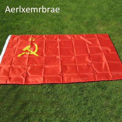 Free shipping 90*150cm red revolution Union of Soviet Socialist Republics 3x5' Feet Super-Poly Indoor Outdoor USSR FLAG