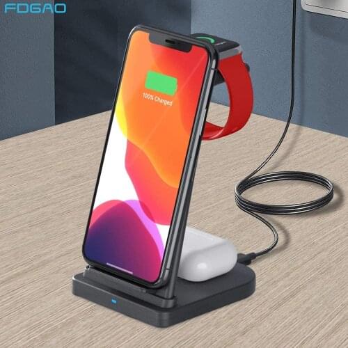 3 in 1 15W Wireless Charger Stand For iPhone 12 11 XS XR X Apple Watch 6 5 4 3 2 Airpods Pro Magnetic Fast Charging Dock Station