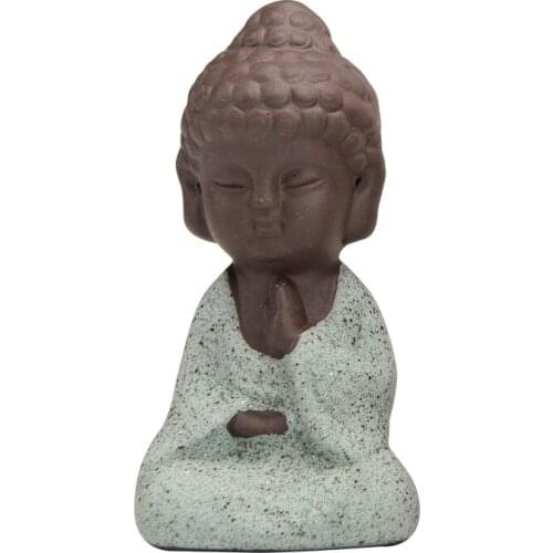Tea Pet Small Buddha Statue Monk Tea Pet Purple Crafts Decorative Home Ceramic Ornaments K027