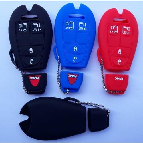 Silica Gel Smart Remote Case For Ram Jeep Chrysler Dodge Grand Caravav 4+Panic Key FOB Shell Protect Silicone Holder Keyless