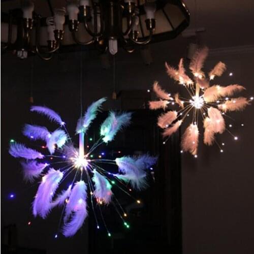 DIY Outdoor Christmas LED String Lights feather Firework Decorative Fairy Lights for Garland Patio Wedding Remote USB 8 modes