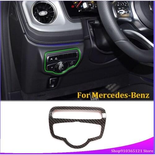 For 2019-2020 Mercedes-Benz G/ C/ V-Class and GLC Automotive Interior Headlight Switch Frame Real Carbon Fiber Car Accessories