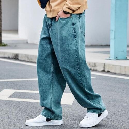 Mens Jeans Mens Retro Baggy Jeans Hip Hop Loose Skateboard Denim Pants Brand Clothes Size 29-38