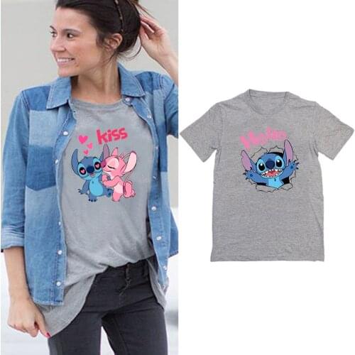 Kawaii Womens T-shirt Disney Stitch Series Clothes Summer 3 Colors Short Sleeve O-neck Tops Harajuku T Shirt Fashion Female Tee