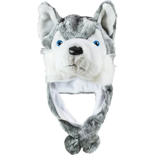 Husky Timber Wolf Cute Plush Animal Winter Hat Warm Winter Fashion Plush Fun Animal Hats
