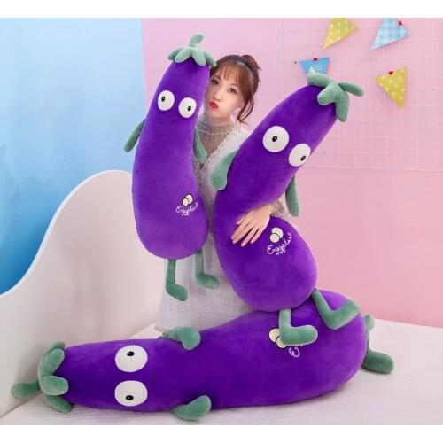70/90/110cm Real Life Cartoon Eggplant Plush Toys Stuffed Vegetable Dolls Soft Kawaii Plant Pillow Sofa Cushion kids Baby Gift